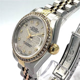 Rolex 69173 Datejust Half Gold, Diamond Bezel Watch, 26mm
