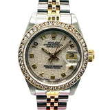 Rolex 69173 Datejust Half Gold, Diamond Bezel Watch, 26mm