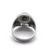 18KWG B-Green Sapphire 2cts ,Diamond Men RIng With Cert