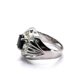 18KWG B-Green Sapphire 2cts ,Diamond Men RIng With Cert