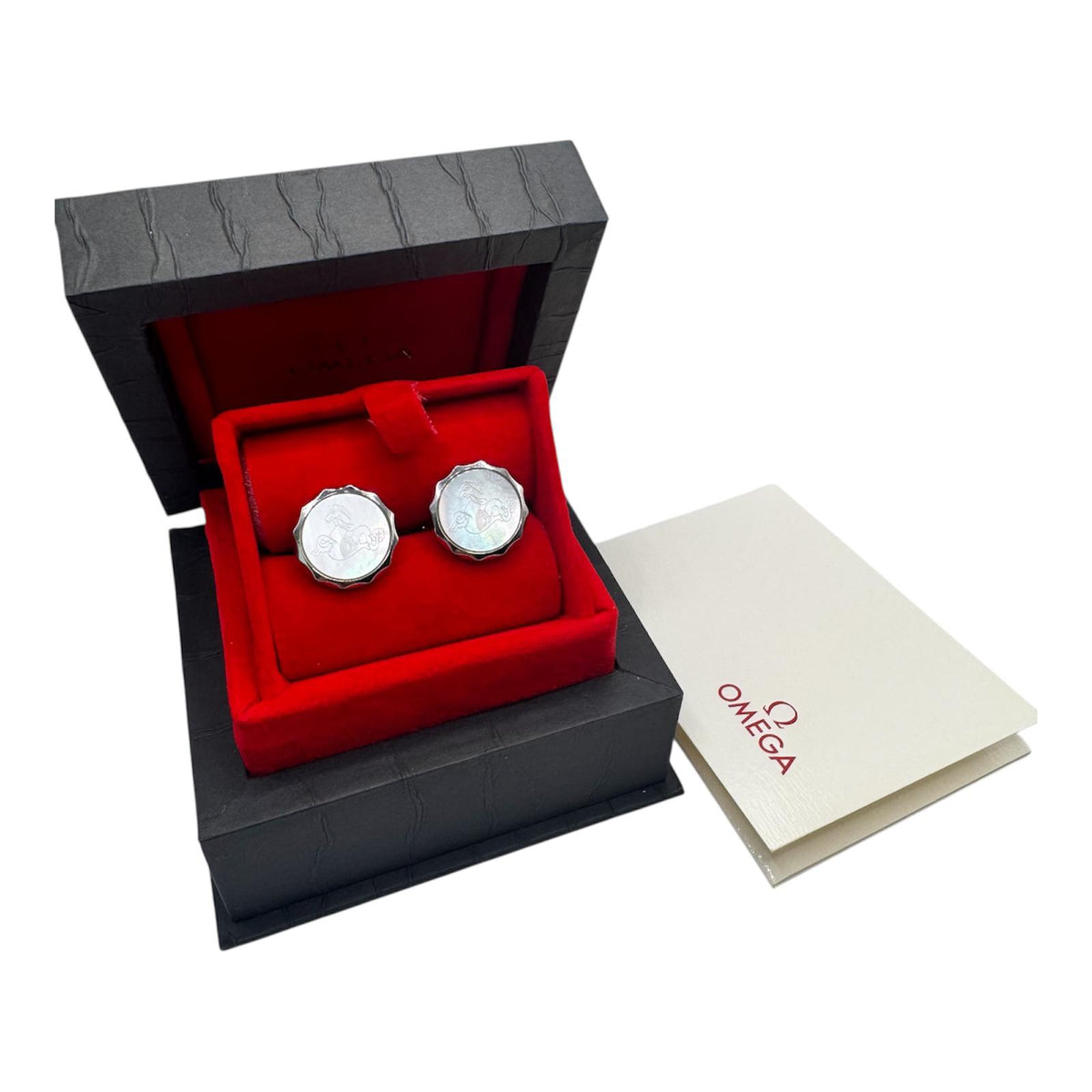 Omega Aqua Mother Of Pearl, Sea Horse Carving Cufflinks Main image