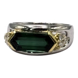 18kWYG Diamond Green Tourmaline=2.96cts Ring w/Cert