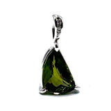 18KWG Diamond Green Tourmanline=10.87cts Pendant w/Cert