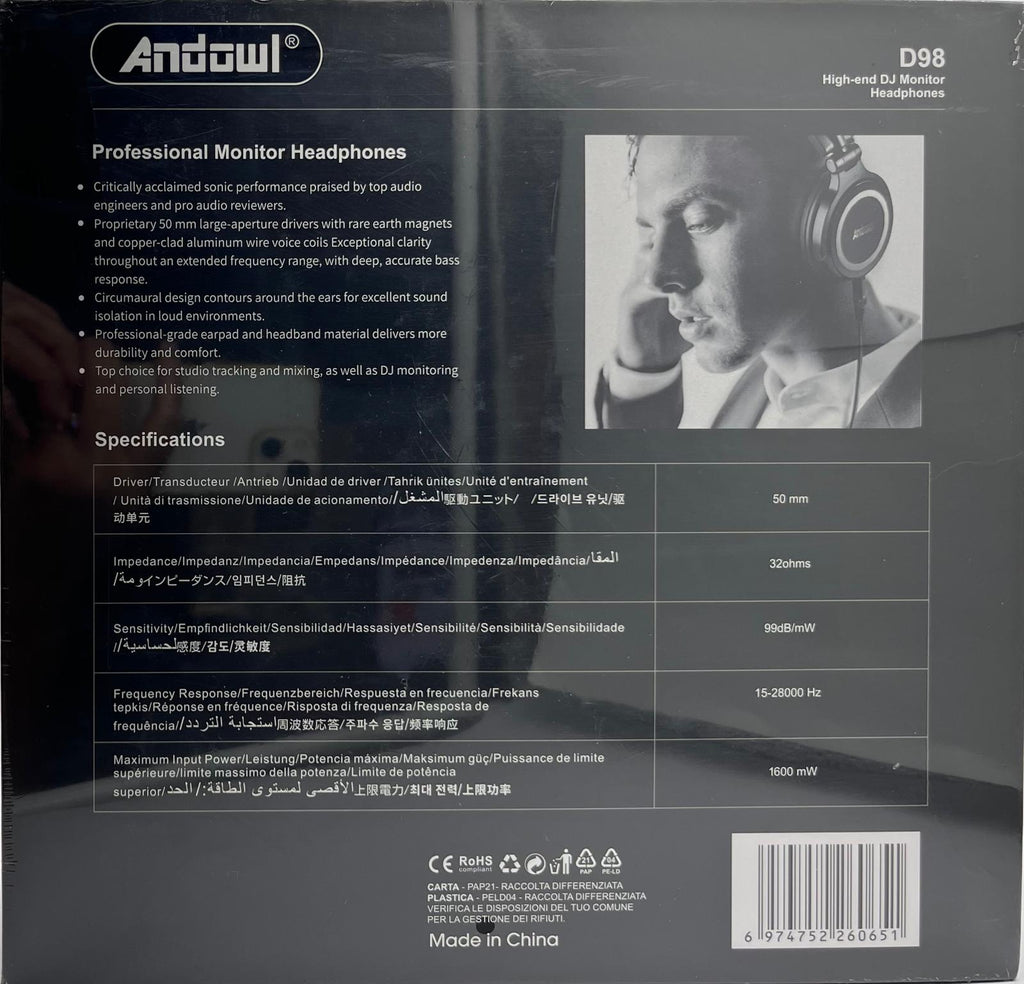 Monitor Headphones-Andowl/D98/DJ