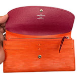 Louis Vuitton Emilie wallet in orange epi leather