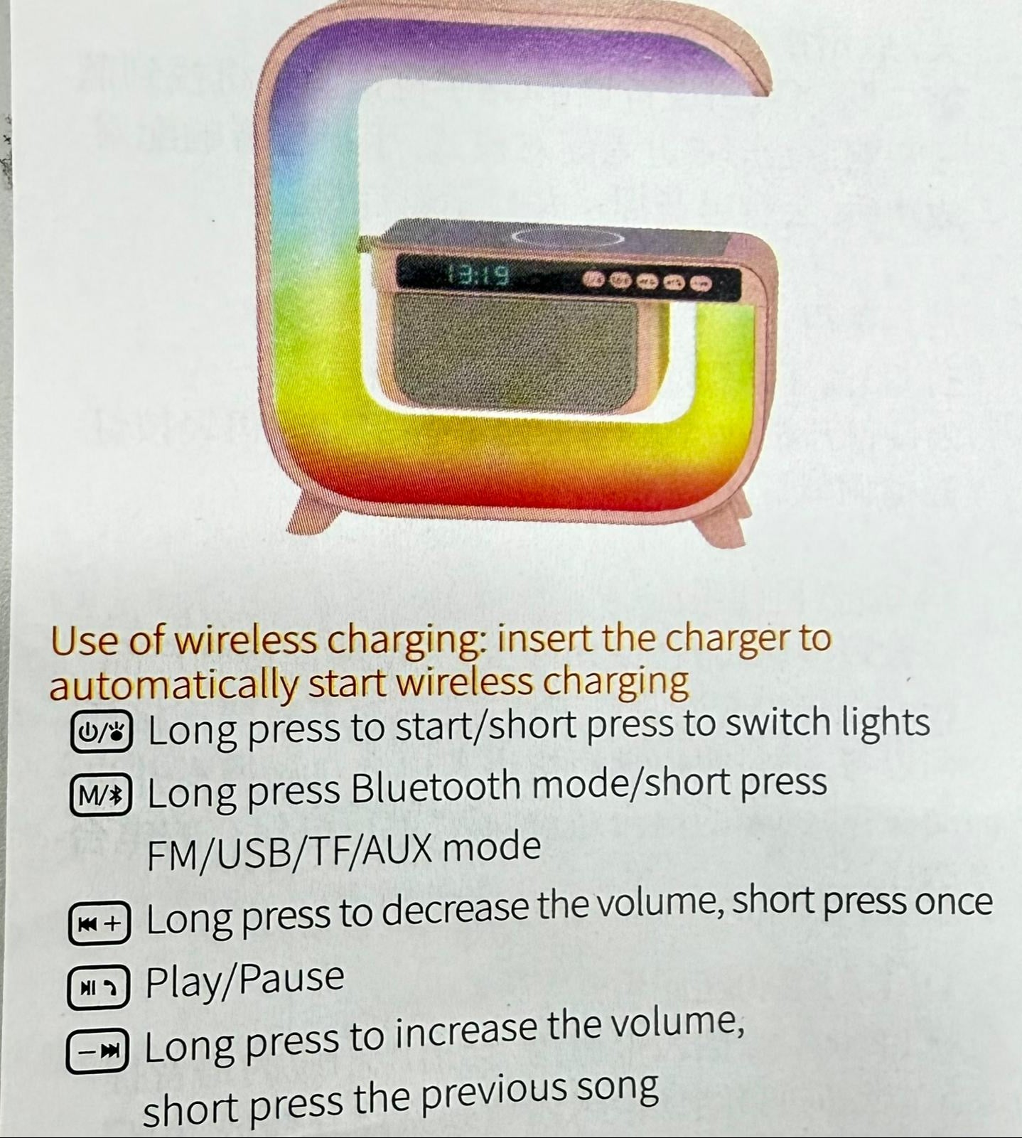 Bluetooth Speaker And Wireless Charger G Shaped