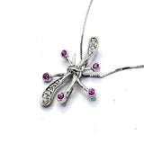 750WG Diamond WIth PinK Stone Necklace