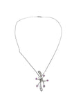 750WG Diamond WIth PinK Stone Necklace