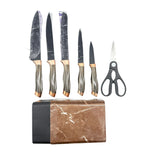 Knife Block Set  7 Pcs Rose Gold Plating