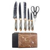 Knife Block Set  7 Pcs Rose Gold Plating