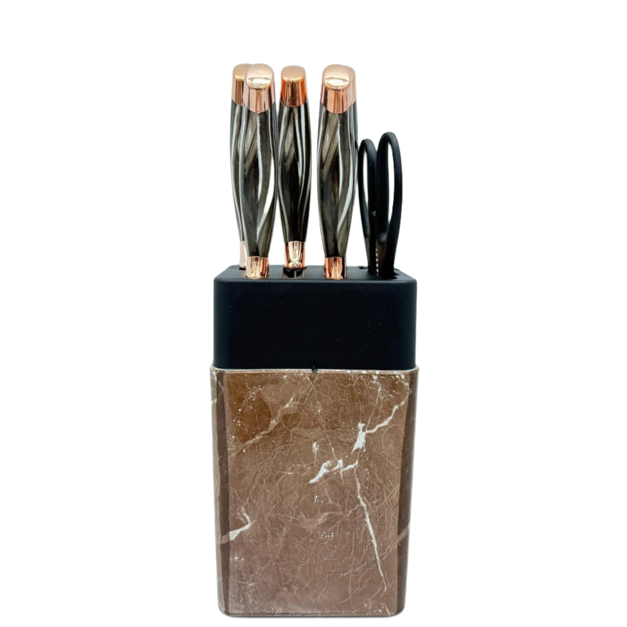 Knife Block Set  7 Pcs Rose Gold Plating Main image
