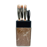 Knife Block Set  7 Pcs Rose Gold Plating