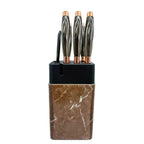 Knife Block Set  7 Pcs Rose Gold Plating