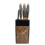 Knife Block Set  7 Pcs Rose Gold Plating