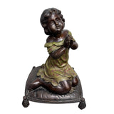 Brass Figurine Girl Praying, Height 33cm