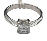 18KWG Natural Asscher Cut Diamond D1=1cts Ring