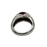 18KYWG Cabochon Ruby1=6.23ct, Diamond=1.05ct Men Ring w/Cert