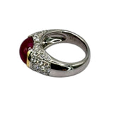 18KYWG Cabochon Ruby1=6.23ct, Diamond=1.05ct Men Ring w/Cert