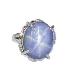 PT900 Star Sapphire1=24.24ct Diamond D7=0.13ct Lady Ring w/Cert