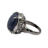 PT900 Star Sapphire1=24.24ct Diamond D7=0.13ct Lady Ring w/Cert