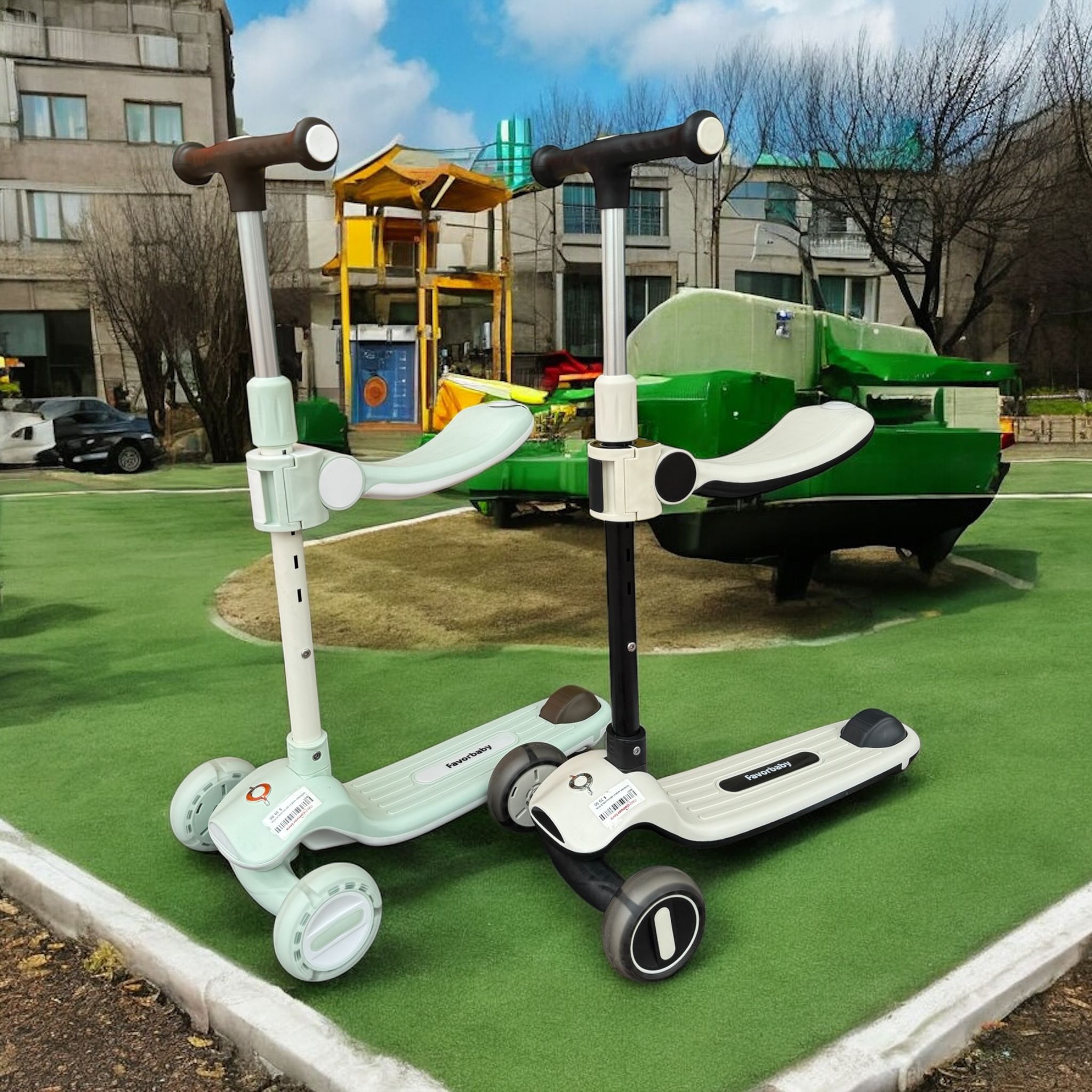 Unisex New Model 3-Wheel Kick Pedal Foldable Kids Scooter Light with Rubber Wheels Seat for Children 3-12 Years for Outdoor Use Secondary image