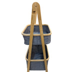 Foldable Laundry Sorter With Bamboo Rack 2 Tiered Laundry Organizer Baskets Hampers Bag Bin For Bathroom, Laundry Room, Bedroom, Nursery, Guest Room, Closet