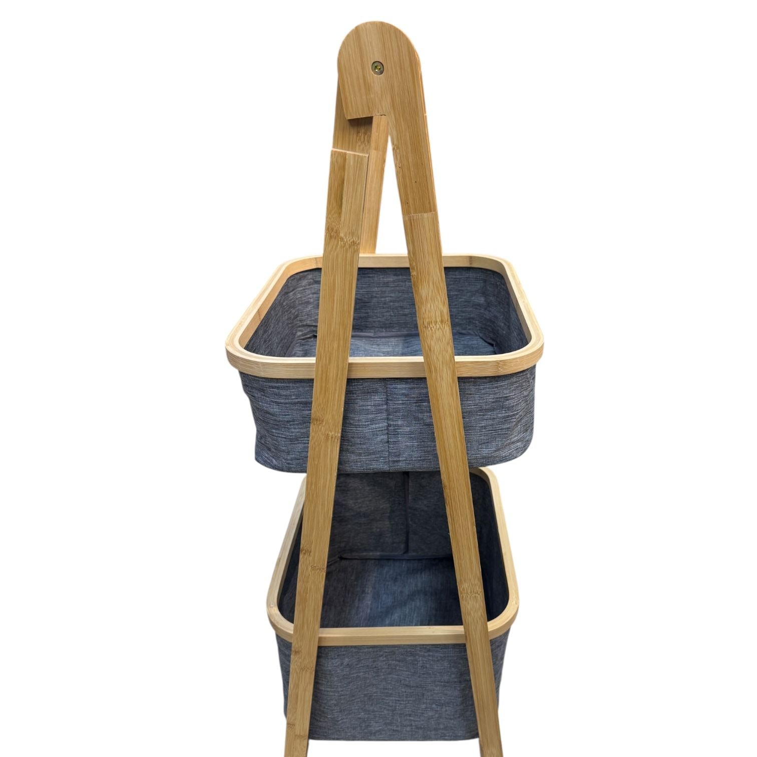 Foldable Laundry Sorter With Bamboo Rack 2 Tiered Laundry Organizer Baskets Hampers Bag Bin For Bathroom, Laundry Room, Bedroom, Nursery, Guest Room, Closet