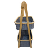 Foldable Laundry Sorter With Bamboo Rack 2 Tiered Laundry Organizer Baskets Hampers Bag Bin For Bathroom, Laundry Room, Bedroom, Nursery, Guest Room, Closet