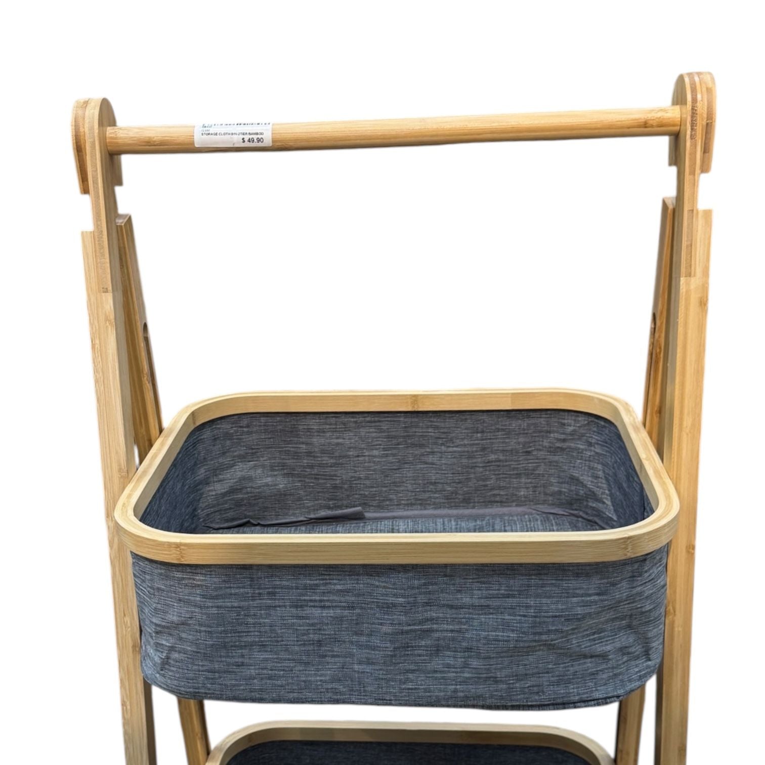 Foldable Laundry Sorter With Bamboo Rack 2 Tiered Laundry Organizer Baskets Hampers Bag Bin For Bathroom, Laundry Room, Bedroom, Nursery, Guest Room, Closet Secondary image