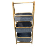 Foldable Laundry Sorter With Bamboo Rack 3 Tiered Laundry Organizer Baskets Hampers Bag Bin For Bathroom, Laundry Room, Bedroom, Nursery, Guest Room, Close