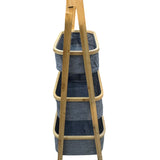 Foldable Laundry Sorter With Bamboo Rack 3 Tiered Laundry Organizer Baskets Hampers Bag Bin For Bathroom, Laundry Room, Bedroom, Nursery, Guest Room, Close