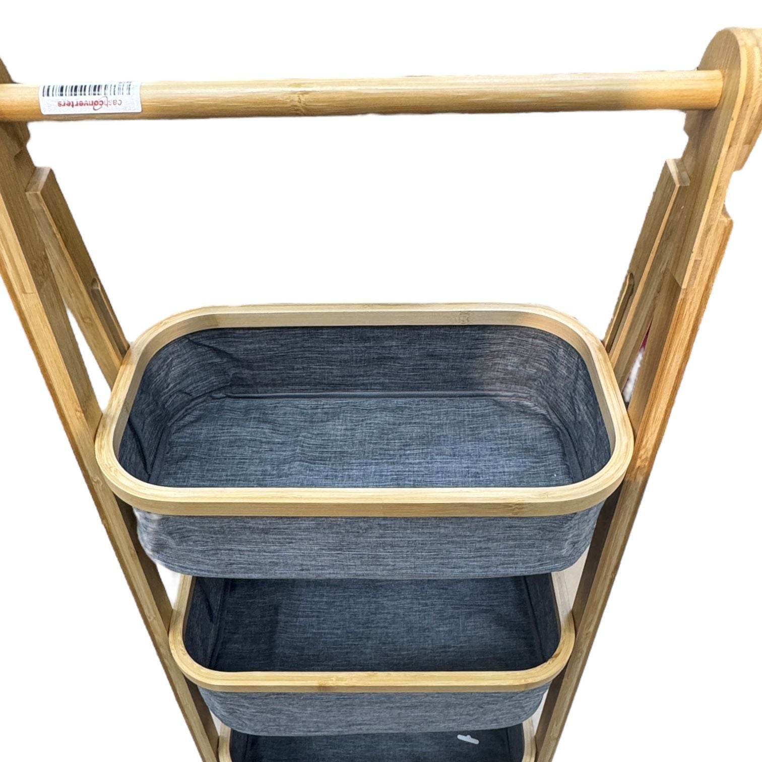 Foldable Laundry Sorter With Bamboo Rack 3 Tiered Laundry Organizer Baskets Hampers Bag Bin For Bathroom, Laundry Room, Bedroom, Nursery, Guest Room, Close