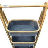 Foldable Laundry Sorter With Bamboo Rack 3 Tiered Laundry Organizer Baskets Hampers Bag Bin For Bathroom, Laundry Room, Bedroom, Nursery, Guest Room, Close