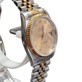 Rolex 16233 Datejust Half Gold Automatic Diamonds Index Men's Watch