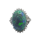 PT900 Black Opal=8.23ct Diamond=1.02 w/GIA Cert