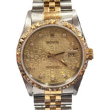 Rolex 16233 Datejust Automatic Diamond Bezel & Index D10(S) Men Watch, 36mm