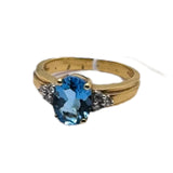 18KYG Blue Topaz=2.15cts, Diamond=0.13cts Ring
