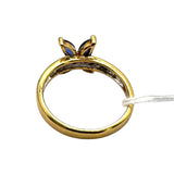 18K Yellow Gold Blue Sapphire Diamond Ring