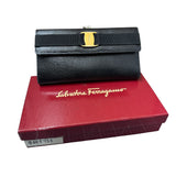 Salvatore Ferragamo Leather Wallet W/ Gold Buckle Accent