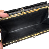 Salvatore Ferragamo Leather Wallet W/ Gold Buckle Accent