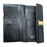 Salvatore Ferragamo Leather Wallet W/ Gold Buckle Accent