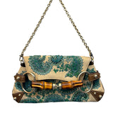 Gucci bamboo handbeaded shoulder handle bag