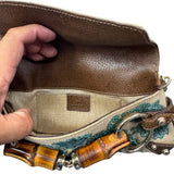 Gucci bamboo handbeaded shoulder handle bag