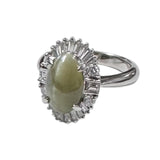 PT900 Cat Eye=2.86cts,Diamond=0.77cts Ring w/Cert