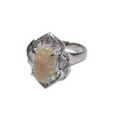 PT900 Diamond=0.51cts, White Opal Ring w/Cert