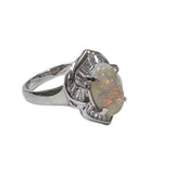 PT900 Diamond=0.51cts, White Opal Ring w/Cert
