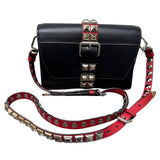 Prada Elektra City Calf Saffiano Leather Black and Red Crossbody