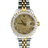Rolex 69173 Half Gold Automatic Diamond Bezel Watch Computer Dial, 26mm