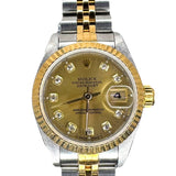 Rolex Datejust 69173 26mm Half Gold Diamond Automatic Gold Dial Watch