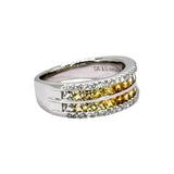 PT900 White/Yellow Sapphire=1.35cts, Diamond=0.26cts RIng w/Cert